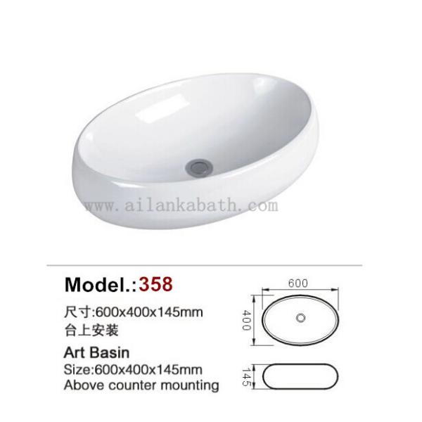 Bathroom Sanitary Ware Ceramic Sinks White Color Art Basin/Oval Hand Wash Basin