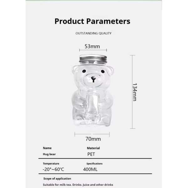 Custom Cute Bear-Shape PET Bottles with Christmas Hats