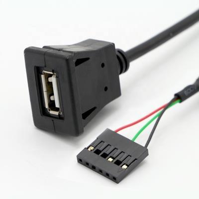 CUSTOM Snap Socket USB 2.0 A Male  Panel Mount Cable with 6 Wires Dupont Terminal
