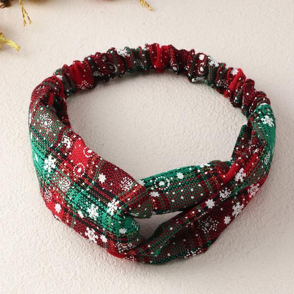 Elastic Cross Christmas Hair Ribbon Bands Christmas Plaid Knot Headband Gifts Ladies  49cm