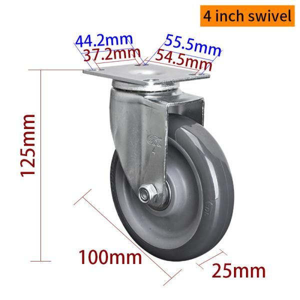 Couche en zinc rouleaux légers de service gris rouleaux de chaise de 4 pouces 364P-76