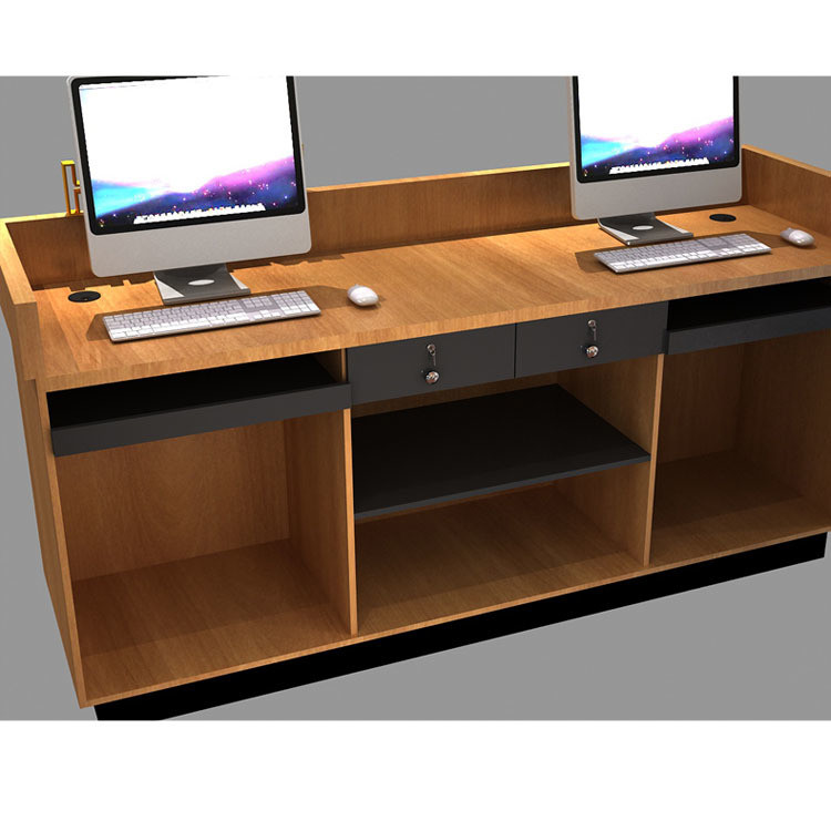 LED Antique Reception Counter Desk Solid Wood Table for Beauty Salon Checkout Counter