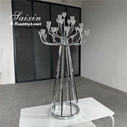 New Design 25 Arms Candelabra Wedding Decoration Silver Candle Holder Metal Wedding Centerpiece Candelabra