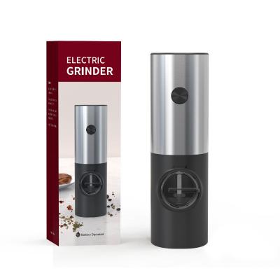 Aço inoxidável moedor de pimenta elétrico grosseza ajustável 4AAA baterias preto 200g