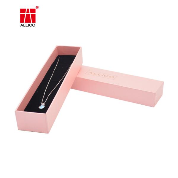 Pink Luxury Necklace Gift Box , 10*10*3.5cm Cardboard Jewelry Boxes