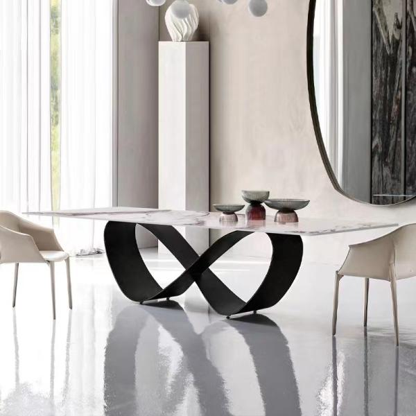 Wings Ceramic Stainless Steel Marble Dining Table Modern 8 People