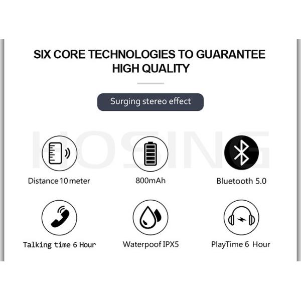 HIFI стерео спорт играют время 6h в наушниках уха беспроводных