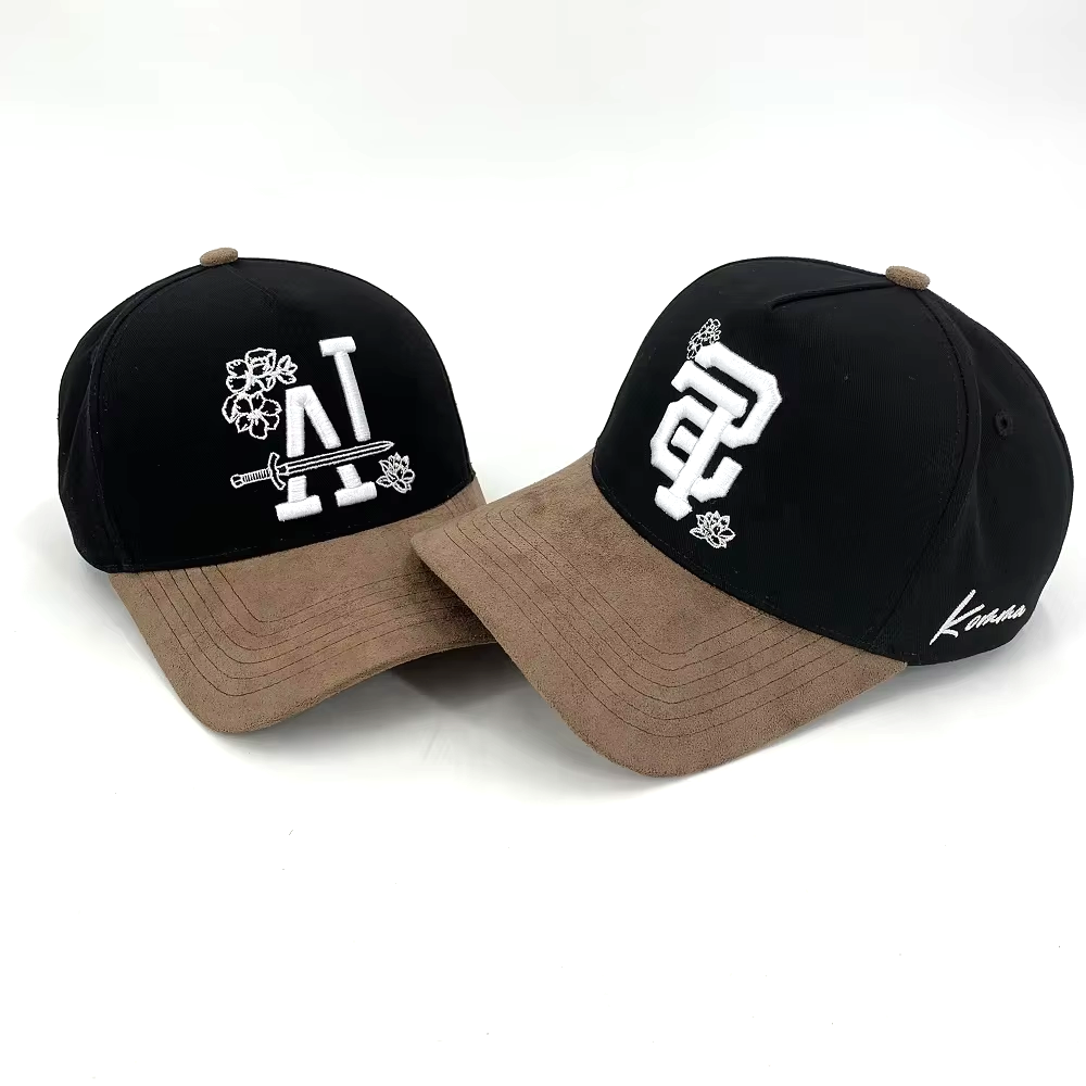Embroidered Baseball Cap Custom 3D Suede Made Curl Brim Structured Sports A Frame K Frame Outdoor