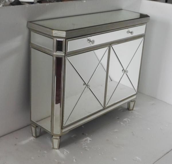 Bedroom Mirror Furniture Set Classic / Fashionable Design Mirrored Side Table