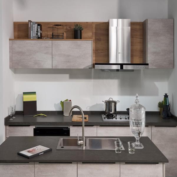 Ready To Assemble ODM 22mm Modular Kitchen Cabinets Grey Melamine Kitchen Cabinets