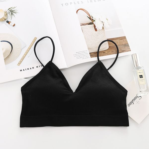 Strap Wrapped Ladies Wear Sexy Beautiful Back Small Chest Short Vest to Prevent Exposure With Chest Pad Tube Top Sports Bra