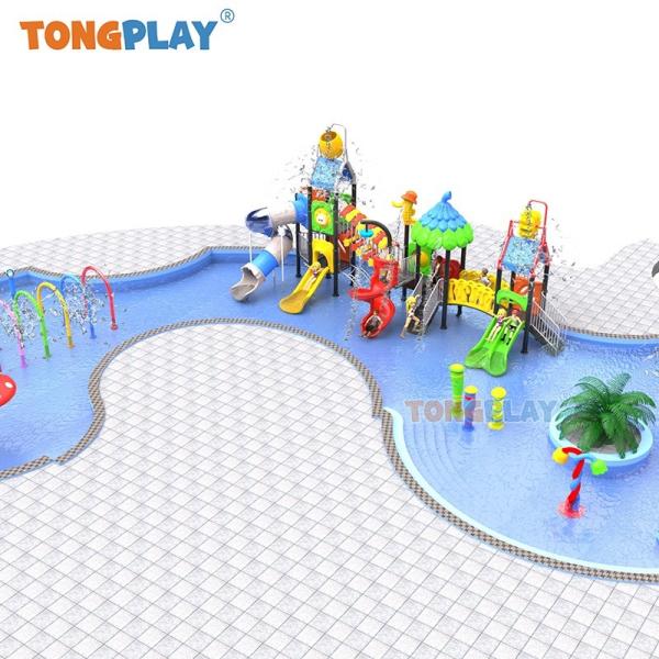 Custom Water Park Water Game Playroom Set Kids Big Ladder Plastic Slide Kids Pool Slide Fiberglass Indoor Slide