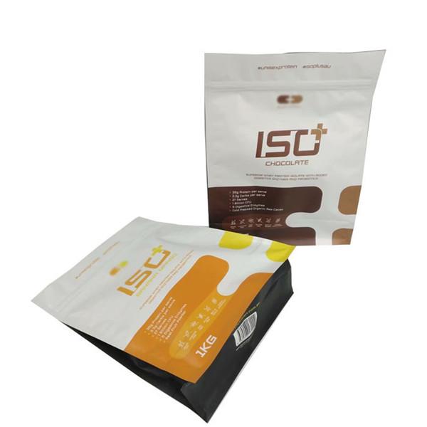 Flat Bottom Protein Powder Packaging Bags Square Shape Coffee Pouches
