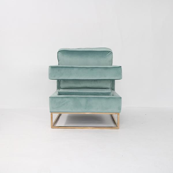 Modern Gold Stainless Steel Legs Green Velvet Occasional Chair