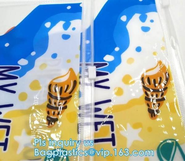 zipper slider travel cosmetic bag, commodity package bag, Promotional Transparent Cosmetic PVC Bag Slider Zip Bags Clear