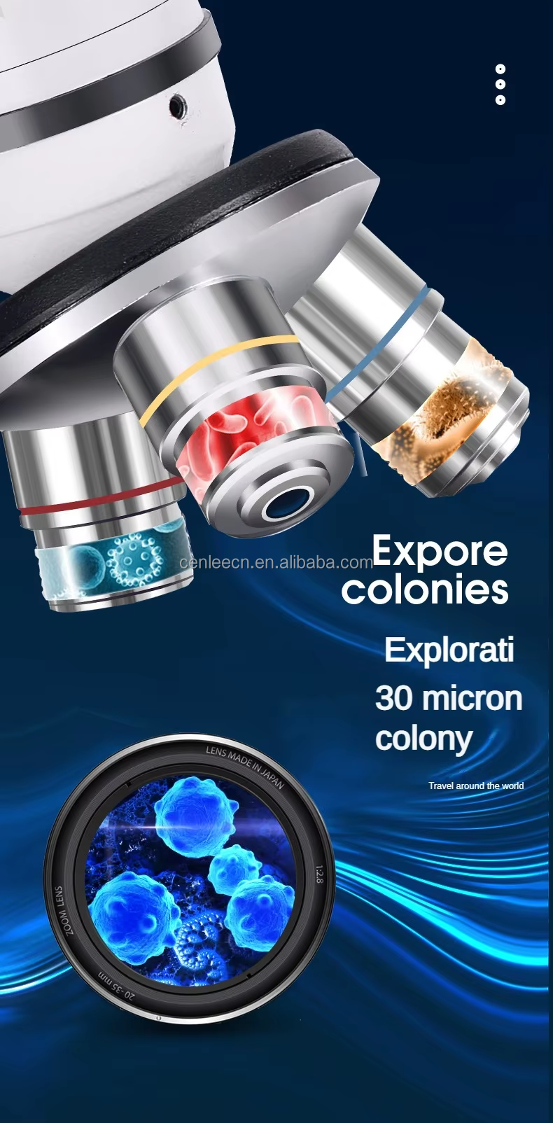 Bestscope MICR-01 Student Binocular Laboratory Microscope 4X/10X/40X Objectives WF25X Eyepiece LED Lighting Battery-Powered