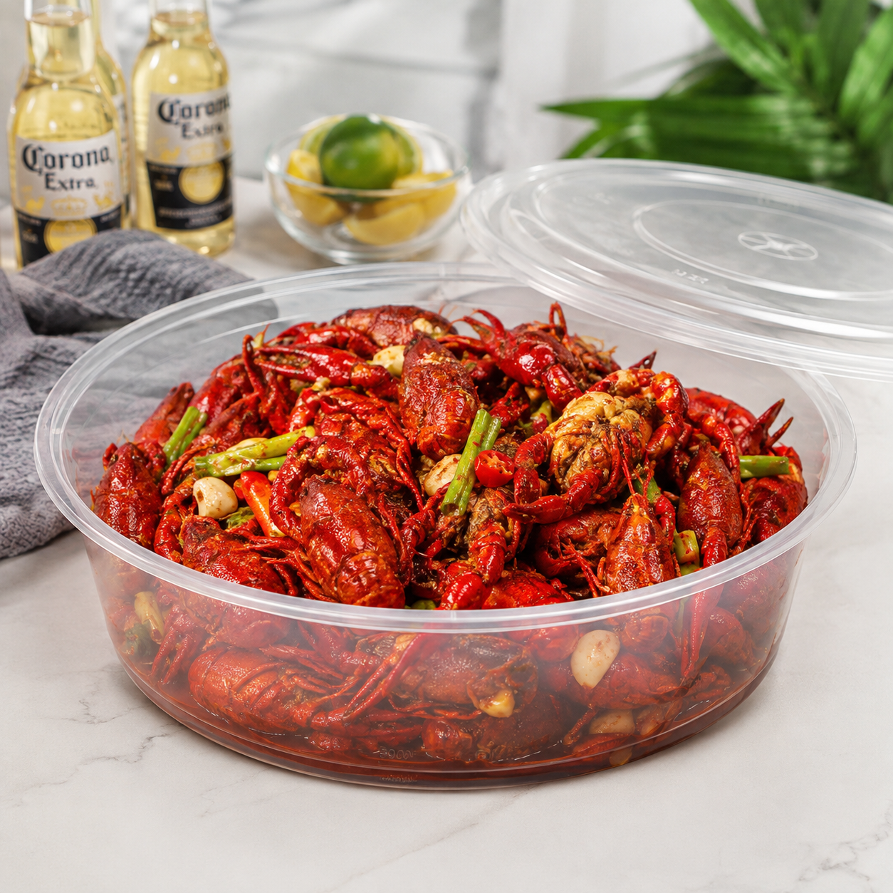 Extra Thick PP Large Catering Bowl Disposable 3000ml with Fitted Lid