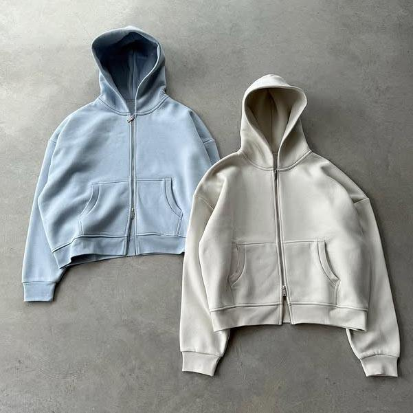 Manufacturer Custom Neoprene Casual Blank Basics Pullover Zip up Sweatsuit Jogger air Layer Fabric Baggy Hoodie Tracksuit Set