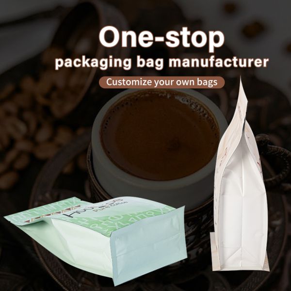 Custom Printed Flat Bottom Coffee Bean Packaging Bags with Zipper and Valve Plastic Bags with Durable Features