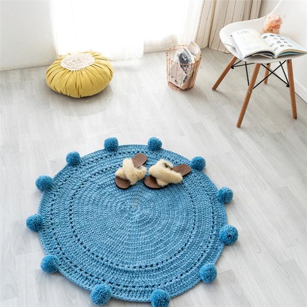 Y-W Blocking Mats for Knitting Washable Floral Kids Rug Modern Nordic Style Cotton Carpet for Children's Room Home Use