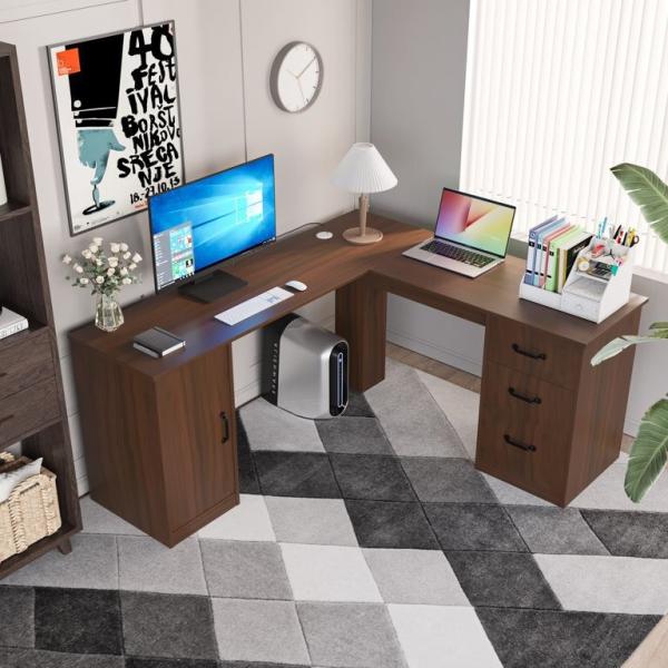 Multi Size L Shape Solid Wood Desk For Building Hotel Office