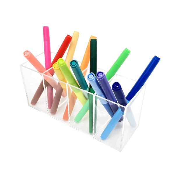 Plumas de suporte acrílico versáteis lápis de maquiagem escovas organizador com 4 compartimentos