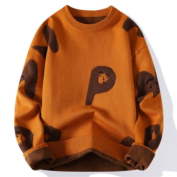 Men's Thickened Sweater in Large Letter Design Perfect for Winter Fashion and Comfort
