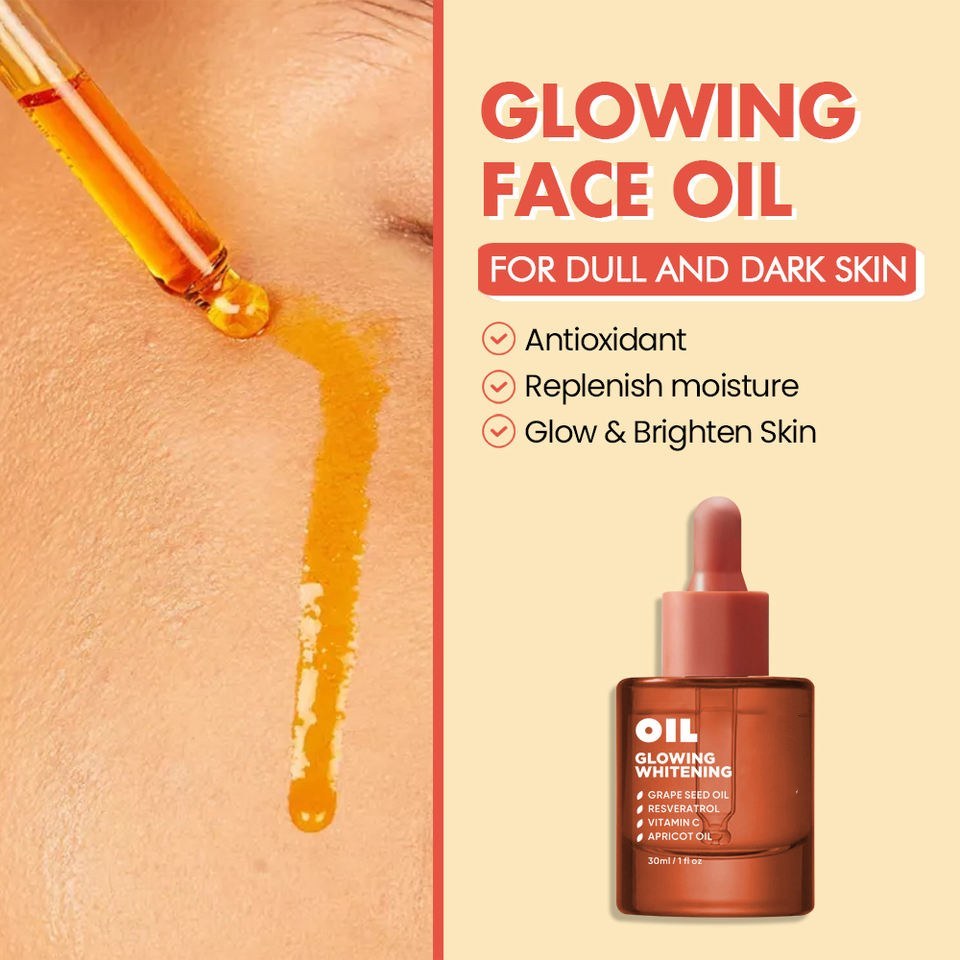 OEM ODM Whitening Skincare Essential Oil Brand Organic Skincare Products Vitamin C Grape Seed Oil Facial Glowing Skin Black Skin Whitening Oil
