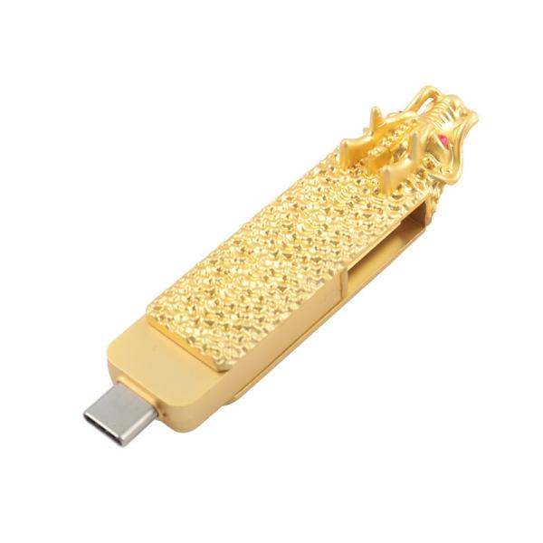 Drive flash tipo C em forma de dragão e USB com leitura e escrita rápida 3.0 usb