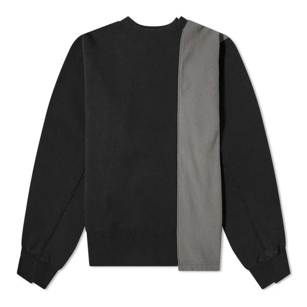 Men Fleece Crew Neck Sweatshirt Loose Fit Paneled Long Sleeve Sweatshirt