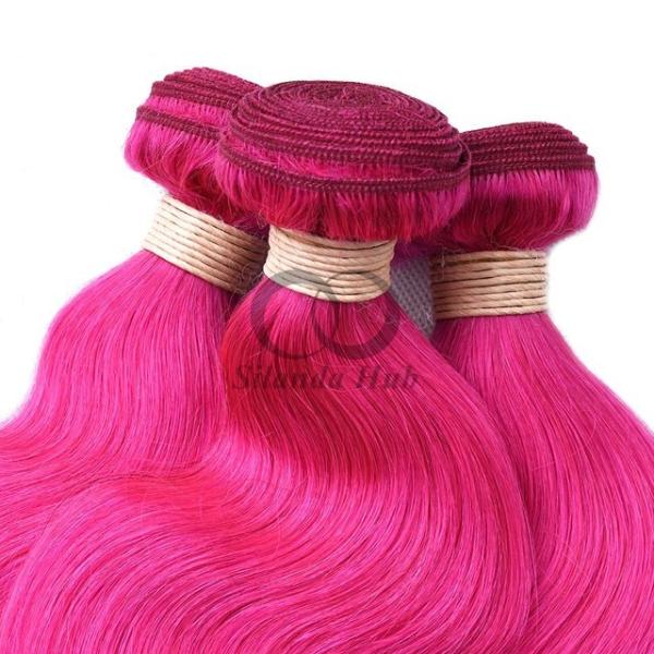 Pink Body Wave Remy Human Hair Bundles Sew In Weave Bundles Brazilian Bundle Deals