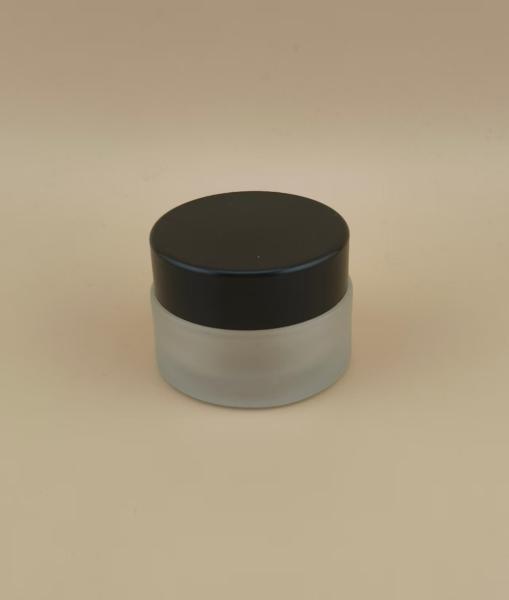 Pot à crème en verre mat transparent avec couvercle à vis noir pour cosmétiques féminins