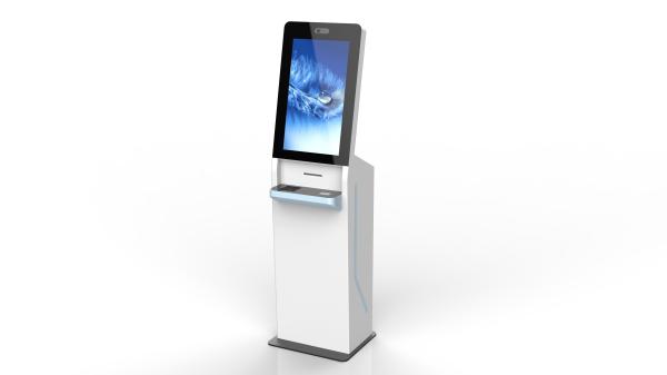 23.8-Inch Self-Service Airport Kiosk with Boarding Pass Printer, ID Card Reader, and QR Code Scanner