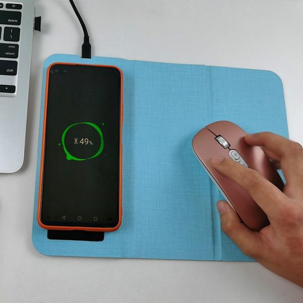 PU Leather Wireless Charging Mouse Pad Foldable Multifunctional
