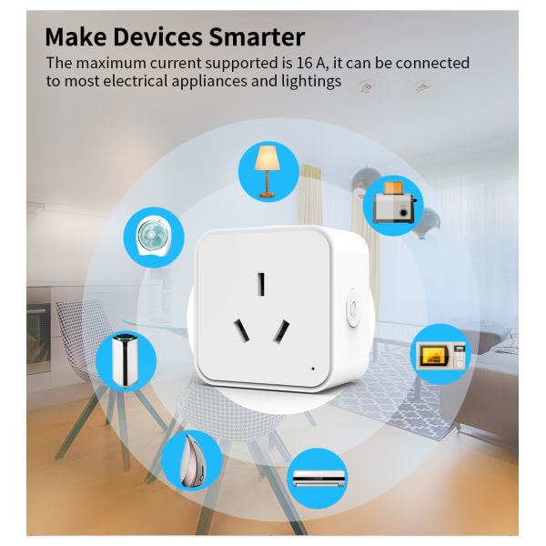 50mm Tuya ZigBee Gateway Smart Wiring Devices Socket AU Plug Power Monitor