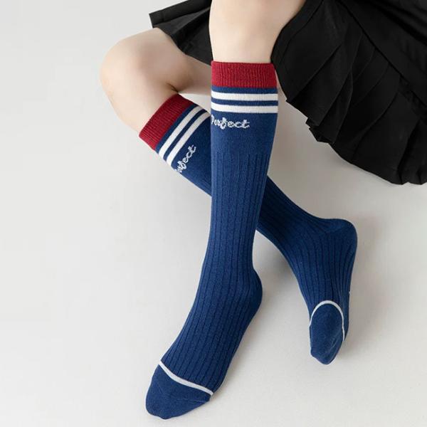 Winter Warm Knee High Socks Simple Striped Organic Cotton Baby Stockings