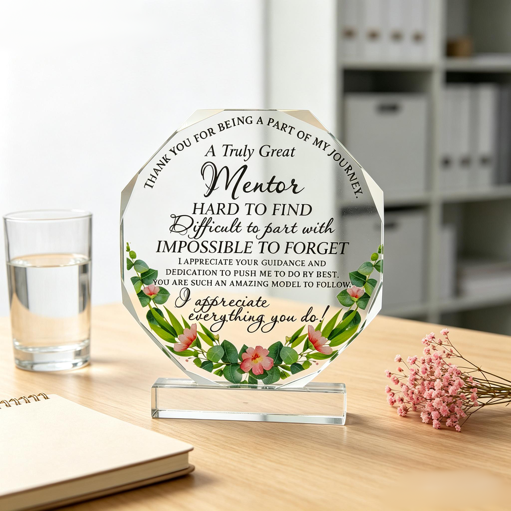 Floral Engraved Acrylic Plastic Sheets Trophy Award Gift Personalized Acrylic Plaque