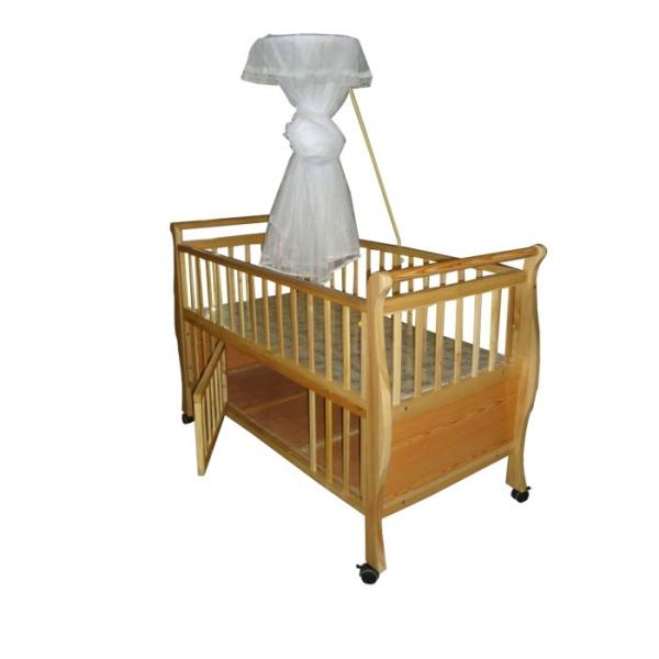Neutral Wood Automatic Baby Swing Bed Cot for Boys , Wooden Baby Cribs