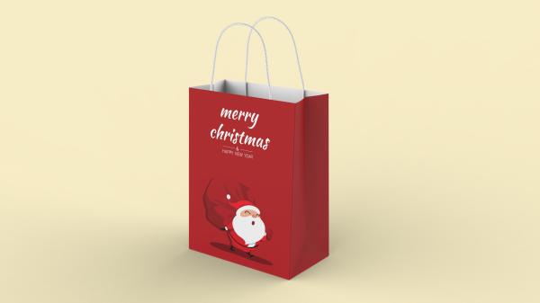 Intercon Pack Red Kraft Gift Bags 65g-140g Shopping Paper Bags With Handles