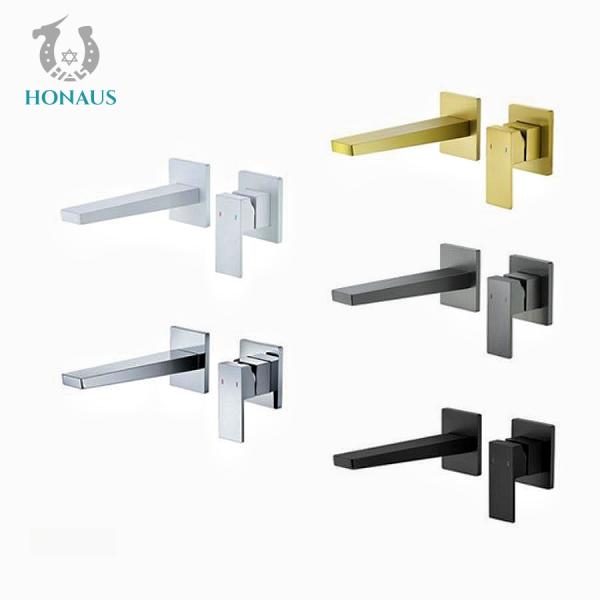 All Copper Wall Mounted Wash Basin Tap Embedded Customized Size