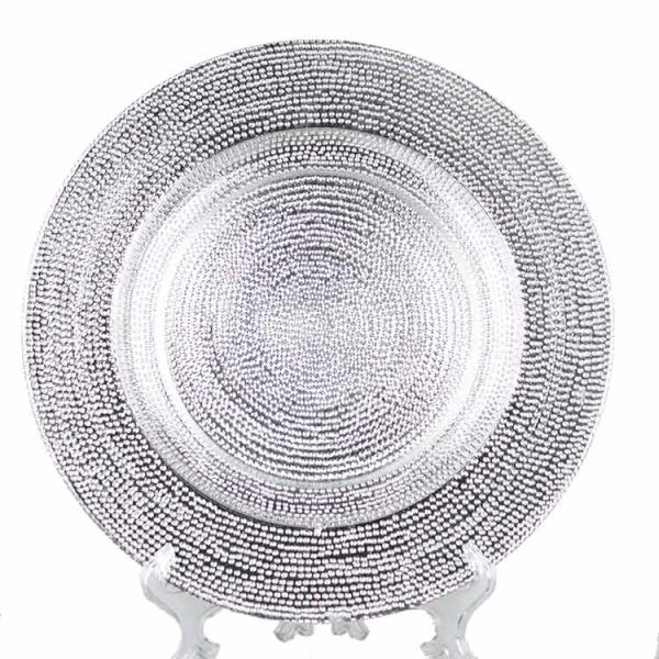2022 NEW Silver Decorated Spray Glass Charger Dinnerware High Quality Charger Plates