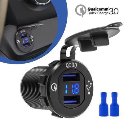 Cargador de automóvil LED de tres colores enchufe 5V 2.1A cargador de automóvil con doble puerto USB