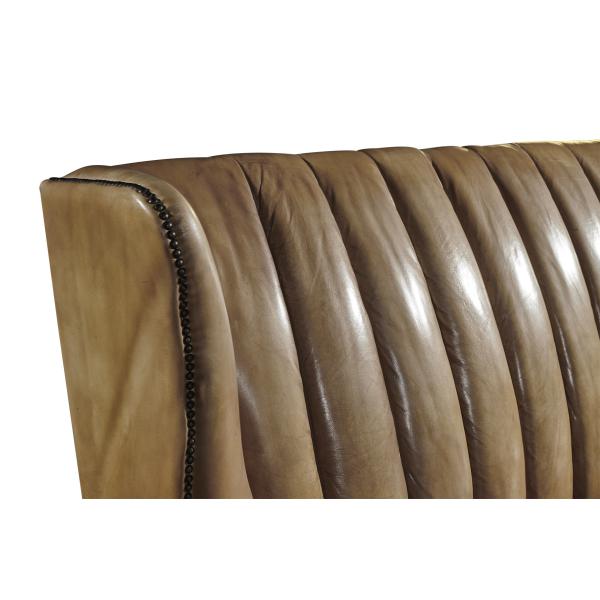 Solid Wood Legs 3 Seater Sofa Brown Leather With Hand Water Wash Workcraft