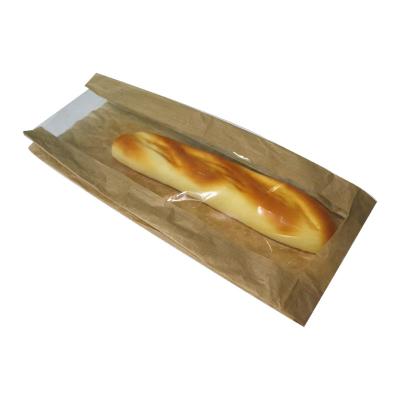 Food Kraft Pinch Bottom Paper Bags For Bread Donut Cookies With Transparent Window