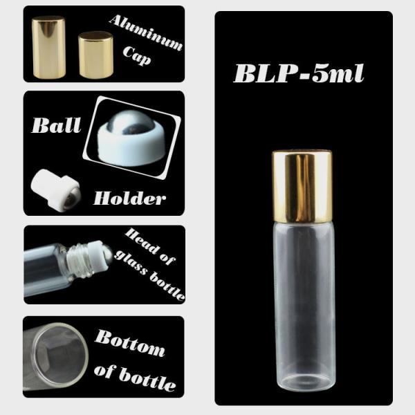 1/6oz 5ml mini roll-on glass bottle for essential oil metal roller ball fragrance perfume