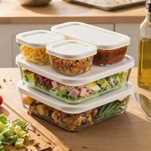 IKOO Borosilicate Glass Food Containers with PE Lids Set