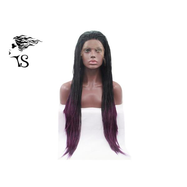 Black Ladies Synthetic Braided Wigs / Lace Front Twist Braids 28 Inch No