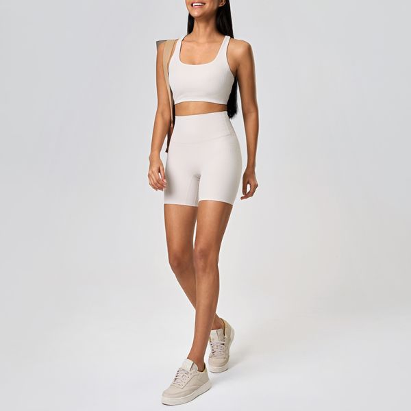 High Waisted Ribbed Women Yoga Shorts Compressive 5