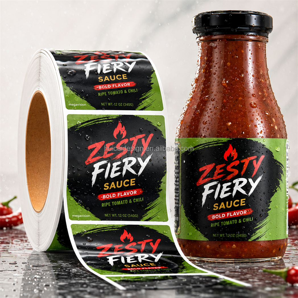 Factory Custom Printed Hot Pepper Sauce Label Chili Paste Jar Label Food Grade Waterproof Sticker Label