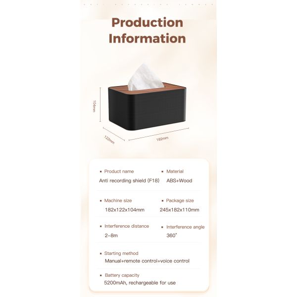 Prevent Sound Recorder and Voice Recorder Interference Plastic Anti Audio Recording Safety Device with 2-8m Distance